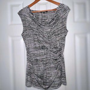 Chaus black and white stripe cowl neck sleeveless blouse Size Large